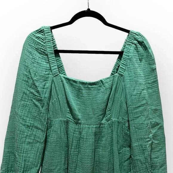 J. Crew Squareneck Soft Gauze Mini Dress Puff Sleeve Longsleeve - Picture 3 of 6